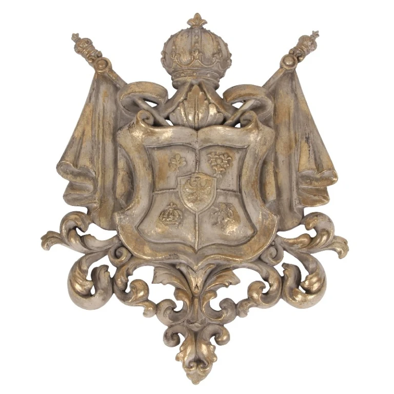 Wandplaque Wapen - beige/goud - 36,5 cm - kunsthars