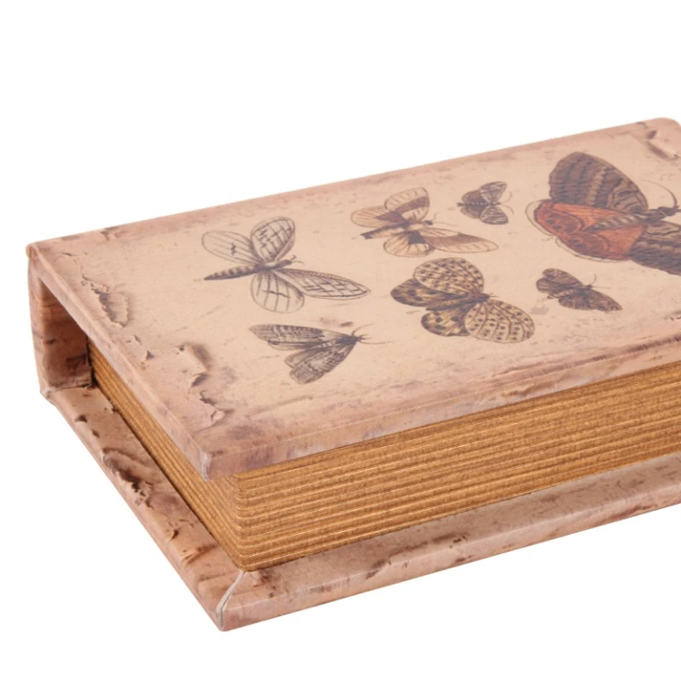 Opbergdoos boekvorm - 15 cm - beige - kunstleer