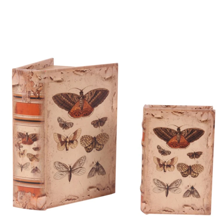 Opbergdoos boekvorm - 15 cm - beige - kunstleer
