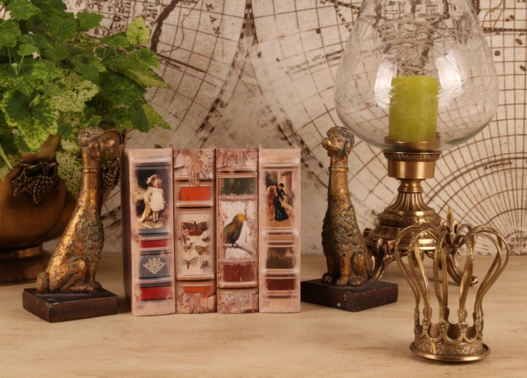 Opbergdoos boekvorm - 15 cm - beige - kunstleer