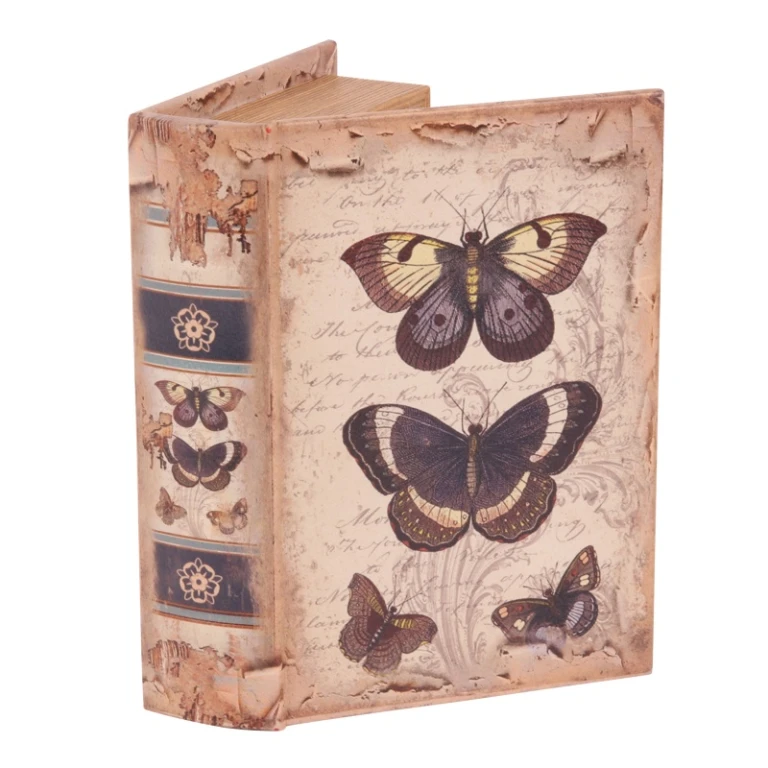 Opbergdoos boekvorm - 20 cm - beige - kunstleer