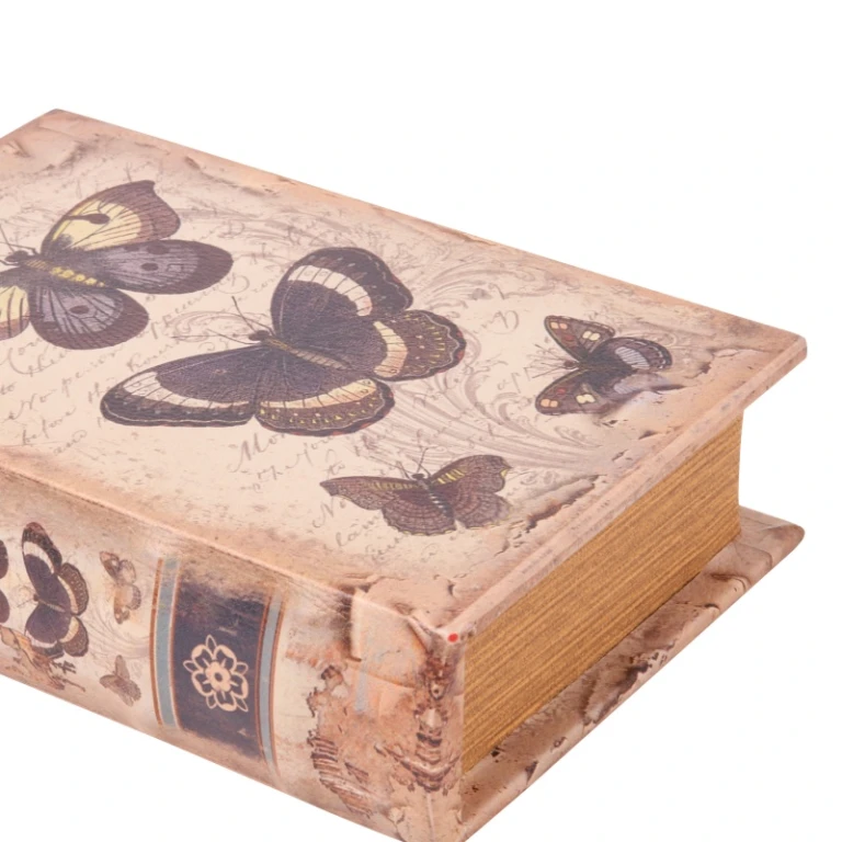 Opbergdoos boekvorm - 20 cm - beige - kunstleer