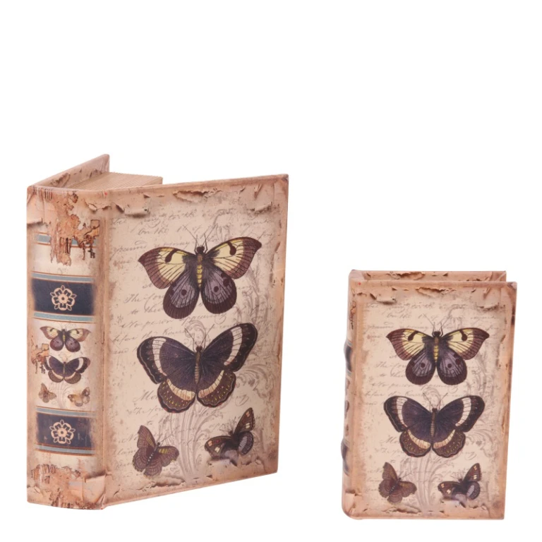 Opbergdoos boekvorm - 20 cm - beige - kunstleer