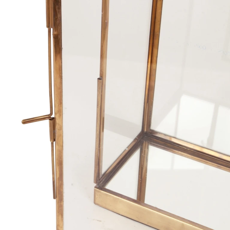Displaybox - messing en glas - goud - 24x24x8 cm - 1 stuk