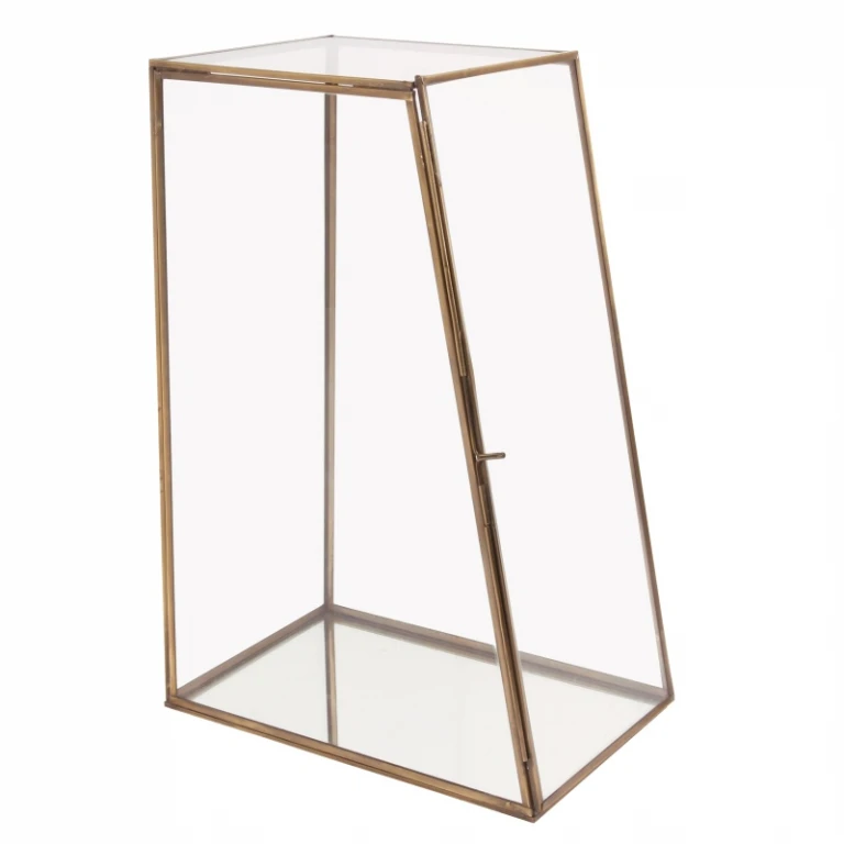 Displaybox - messing en glas - goud - 45 cm - 1 stuk