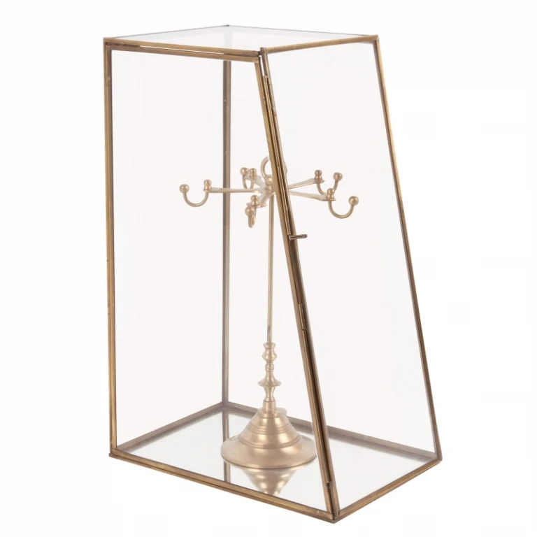 Displaybox - messing en glas - goud - 45 cm - 1 stuk