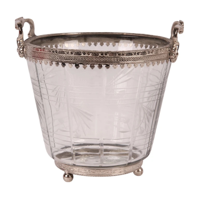 Waxinelichthouder - zilver - messing & glas - 13 cm
