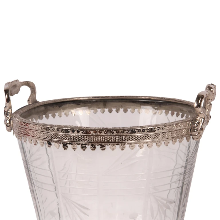 Waxinelichthouder - zilver - messing & glas - 13 cm