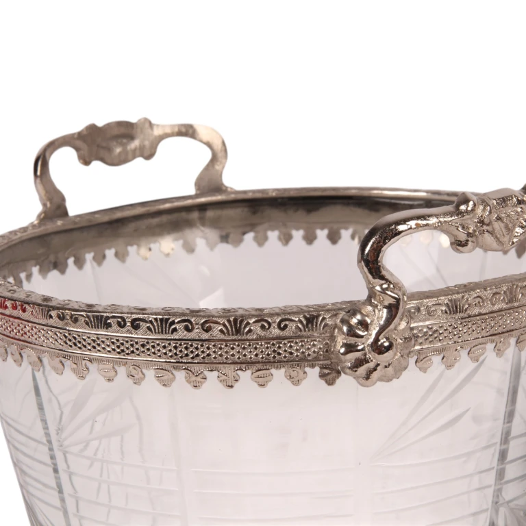 Waxinelichthouder - zilver - messing & glas - 13 cm