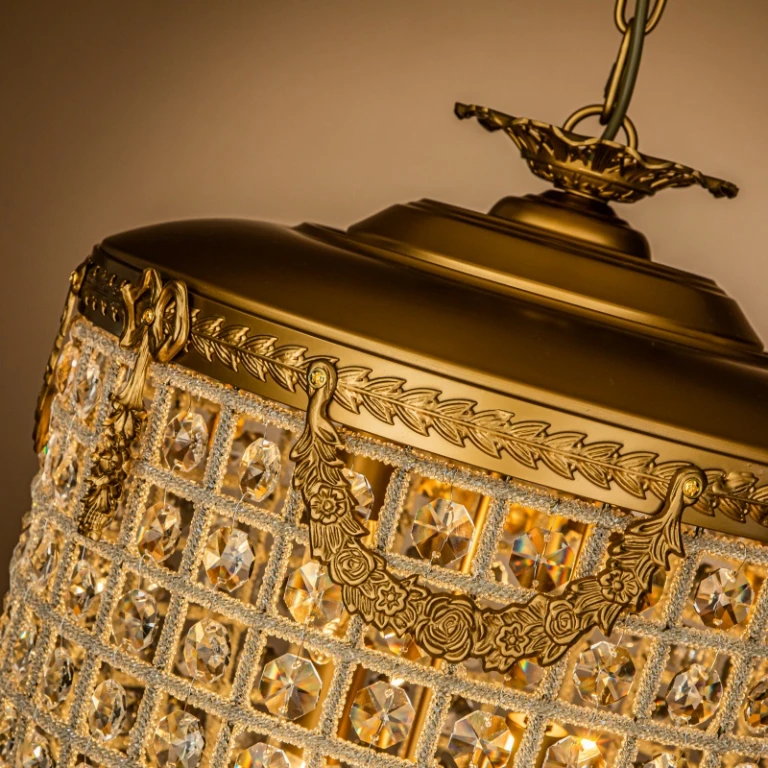 Kroonluchter Empire - goud - ijzer & glas - 65 cm