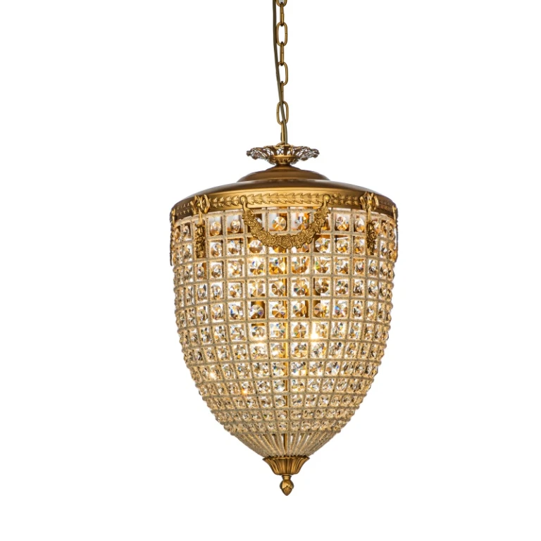 Kroonluchter Empire - goud - ijzer & glas - 65 cm