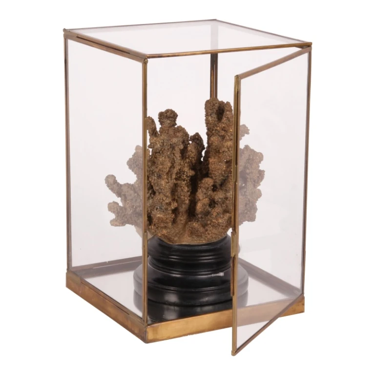 Displaybox - goud - messing en glas - 40 cm - 1 stuk