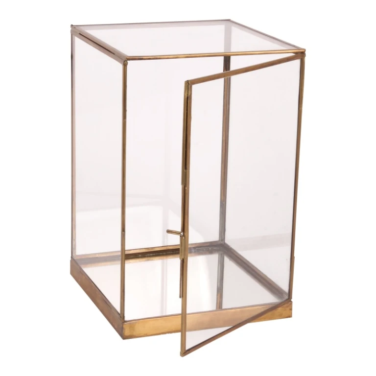 Displaybox - goud - messing en glas - 40 cm - 1 stuk