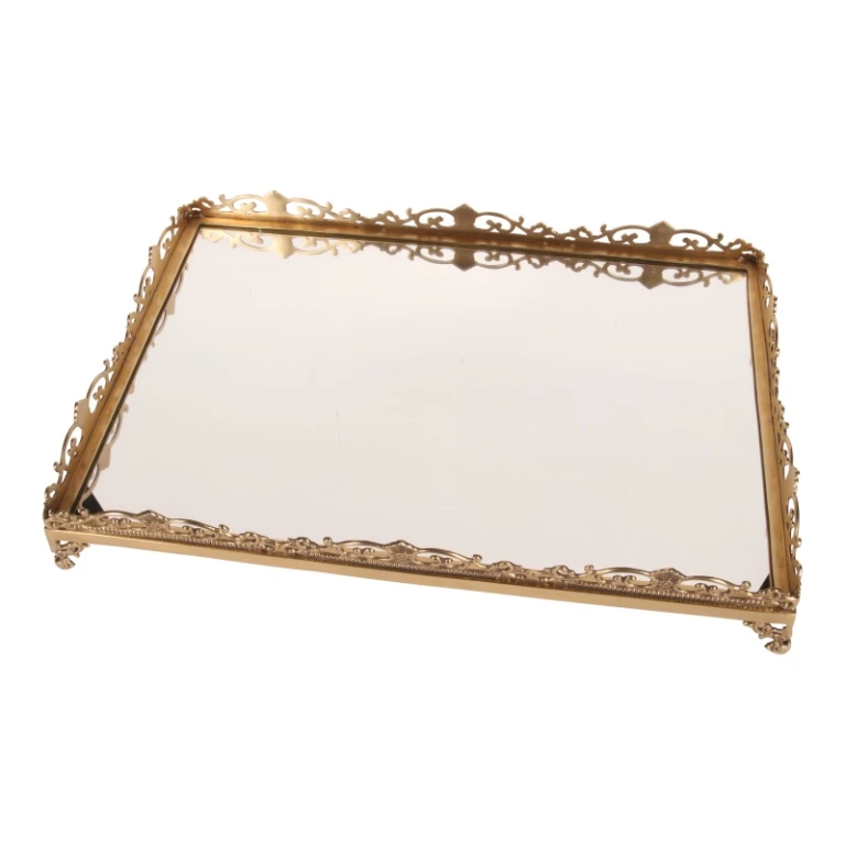 Spiegeldienblad messing goudkleurig - 64 x 42 cm - 1 stuk