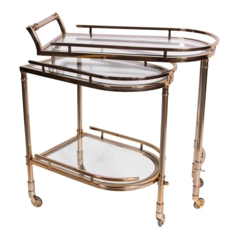 Bar trolley - goud - glas & staal - 83 cm