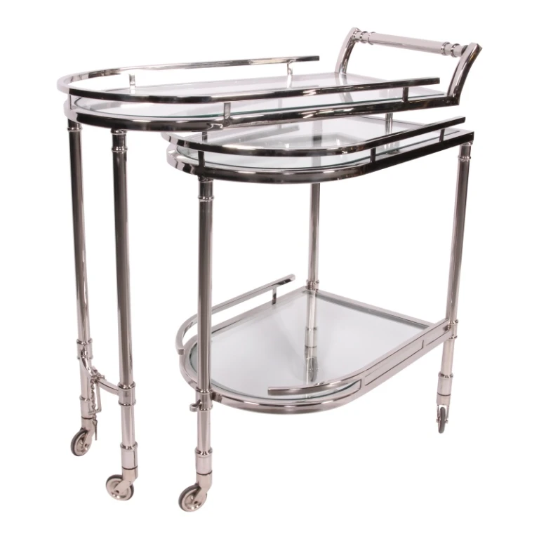 Bar trolley - zilver - glas & staal - 83 cm