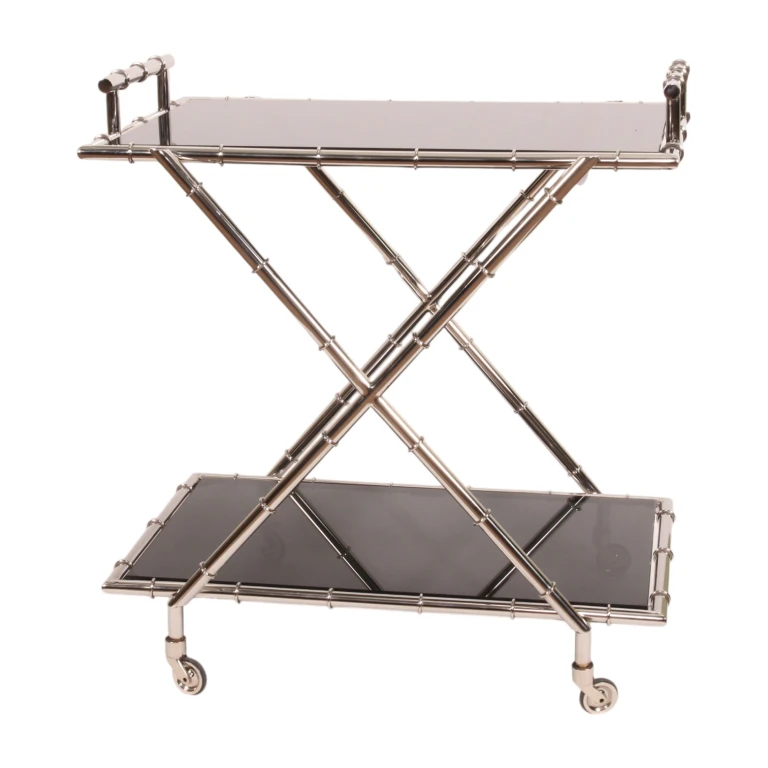 Serveer trolley - glas & staal - zilver - 88 cm