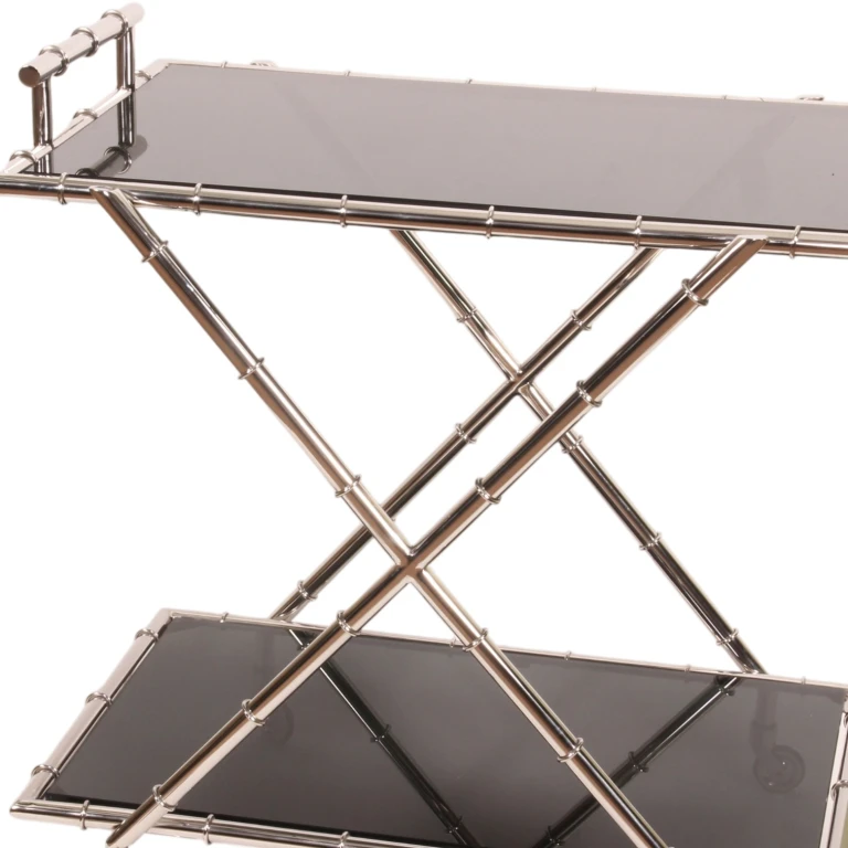 Serveer trolley - glas & staal - zilver - 88 cm