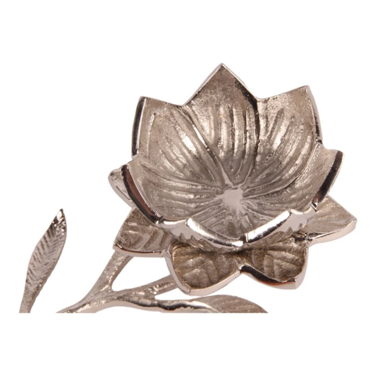 Theelichthouder Bloem - zilver - messing - 7,5 cm