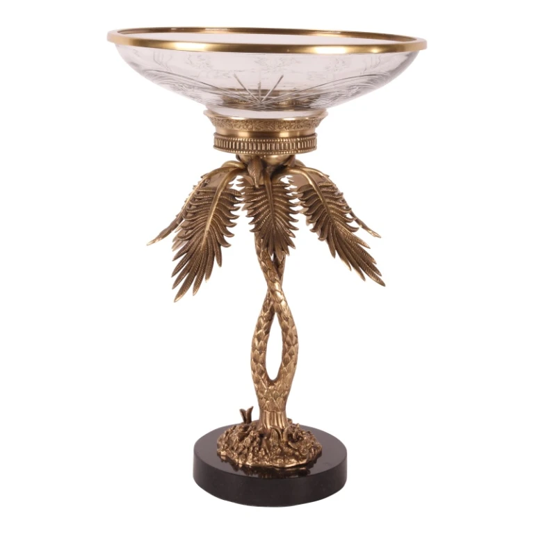 Sierschaal - glas en messing - goud - 54 cm - 1 stuk