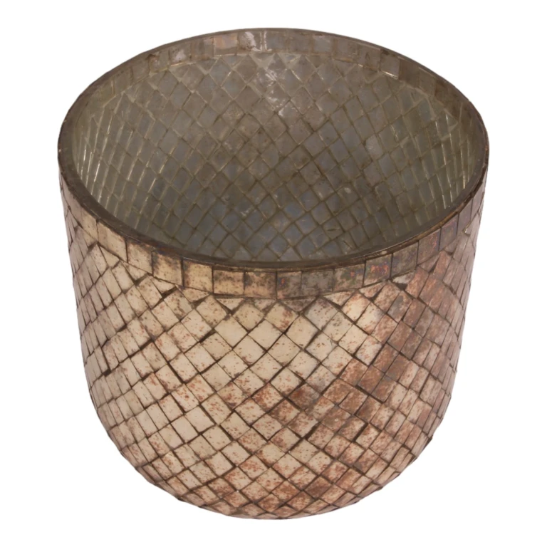 Waxinelichthouder mozaïek - goud - 17 cm