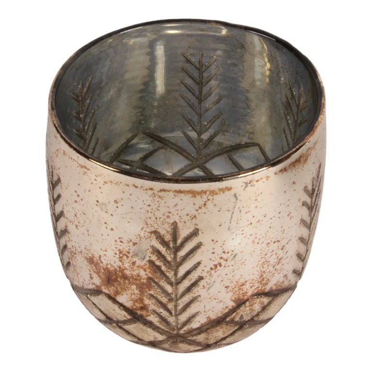 Waxinelichthouder - zilver - glas - 16 cm