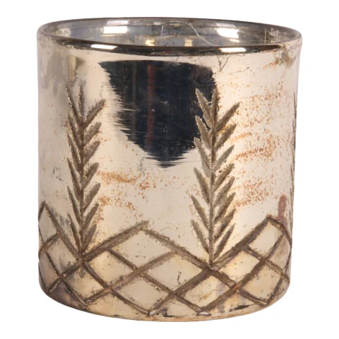 Waxinelichthouder - 12 cm - zilver - glas