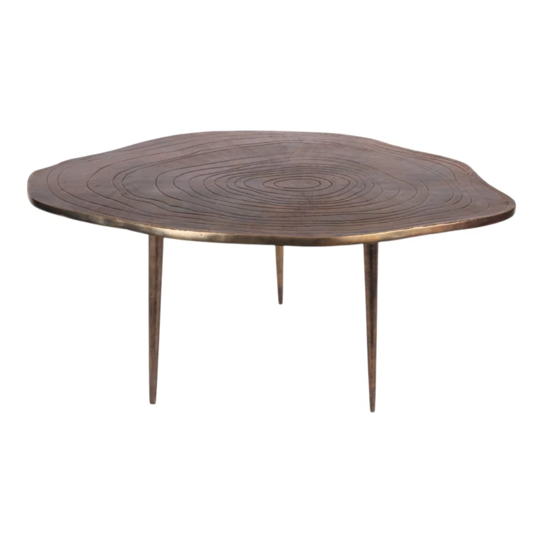 Bijzettafel bomenprint aluminium - goudbruin - 90 cm