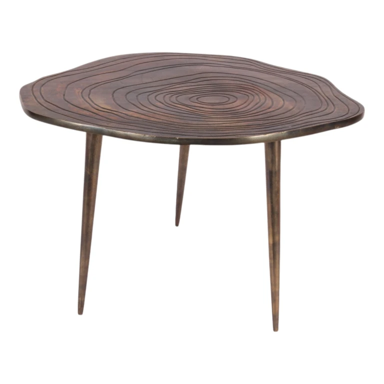 Bijzettafel bomenprint aluminium - goudbruin - 60 cm