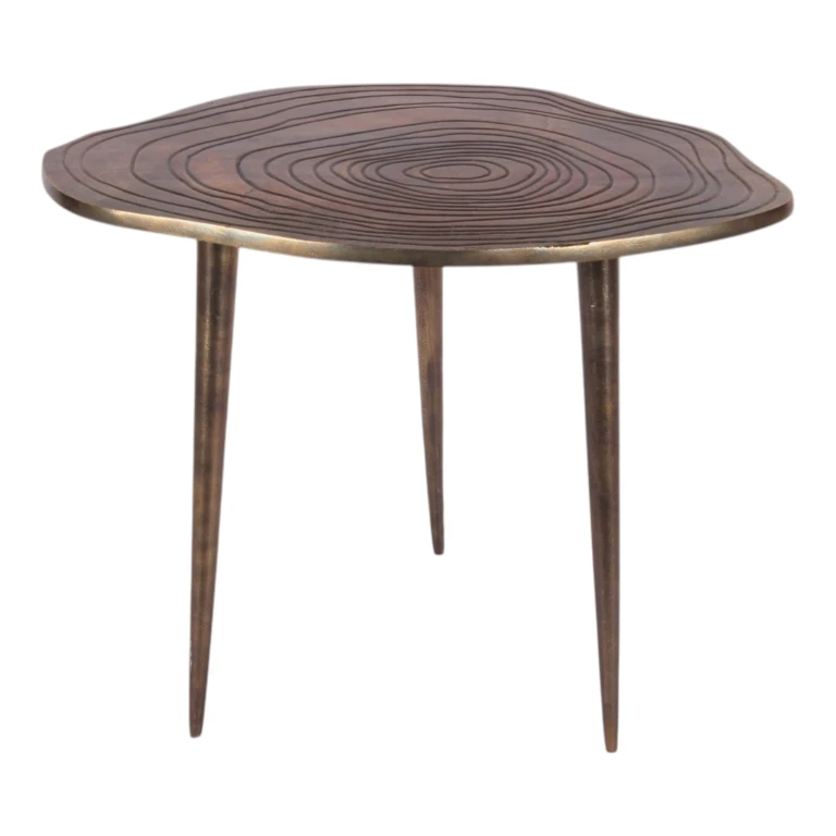 Bijzettafel bomenprint aluminium - goudbruin - 50 cm