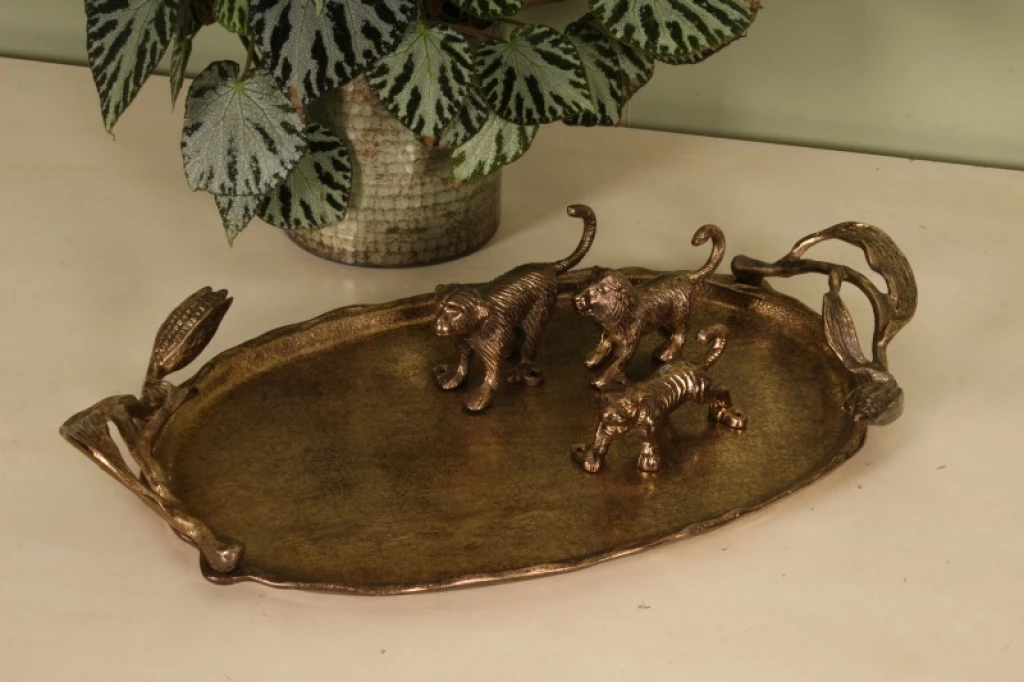 Wandhaak leeuw - goud - aluminium - 12 cm