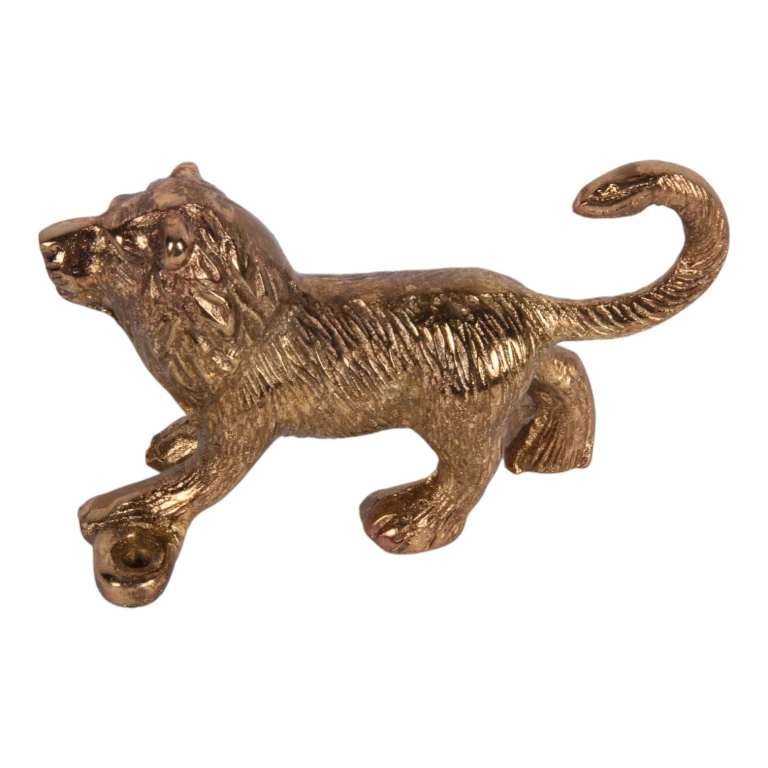 Wandhaak leeuw - goud - aluminium - 12 cm