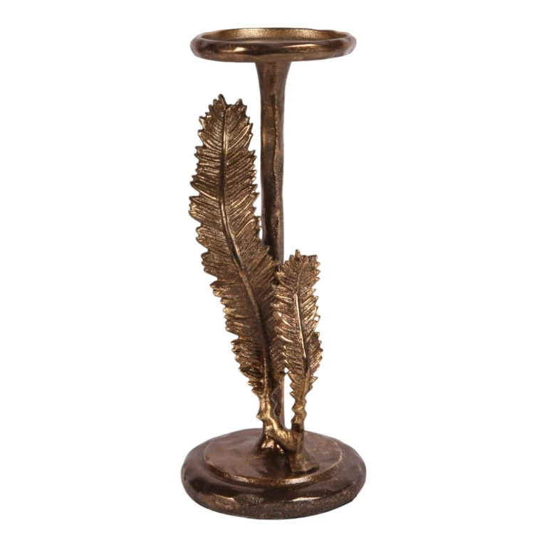 Kandelaar Veren - 28 cm - goud - aluminium