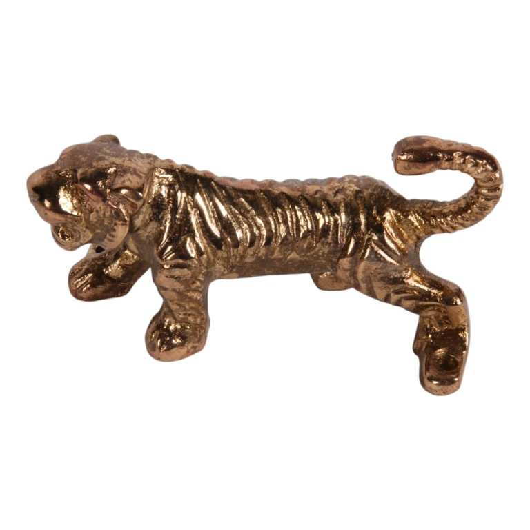 Wandhaak tijger - 12 cm - goud - aluminium
