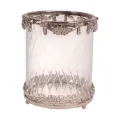 Waxinelichthouder - zilver - messing en glas - 17 cm