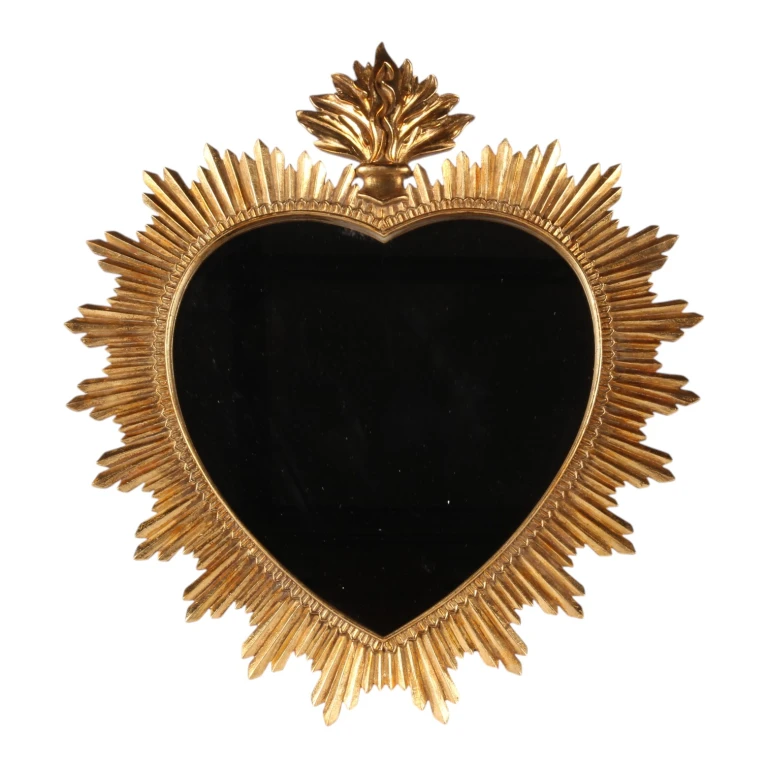 Wandspiegel hart - goud - 39 cm - 1 stuk