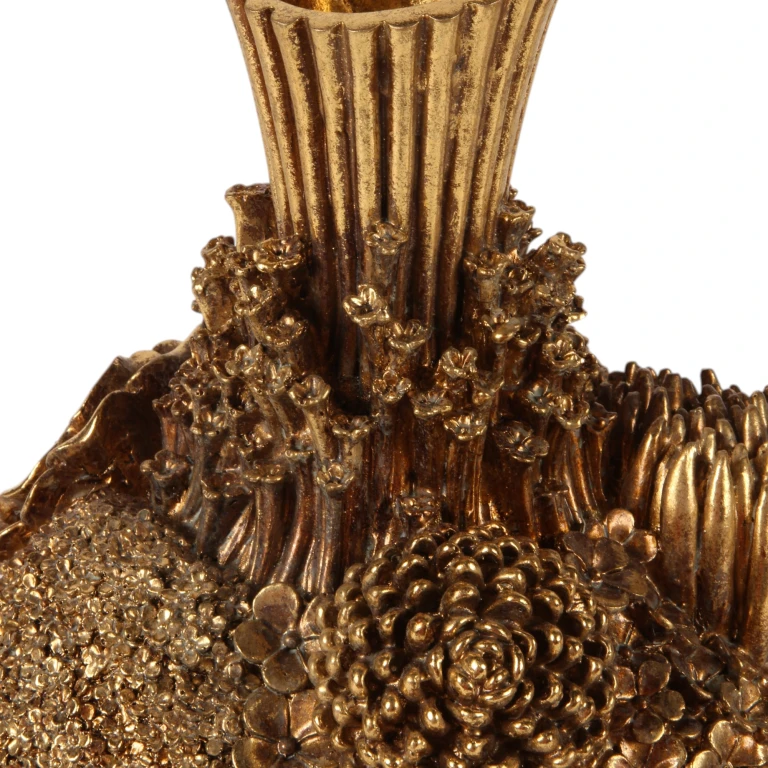 Vaas met bloemen - 30 cm - goud - kunsthars