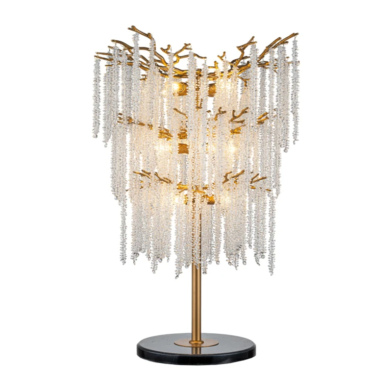 Tafellamp Waterfall - goud - glas en ijzer - 105 cm