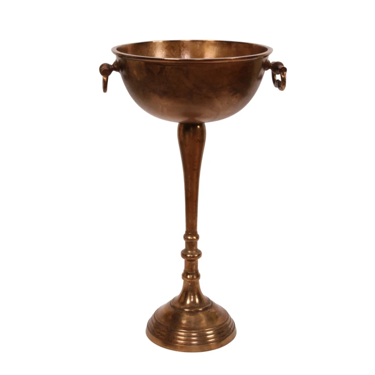 Schaal op voet - antiek brons - aluminium - 73 cm - 1 stuk