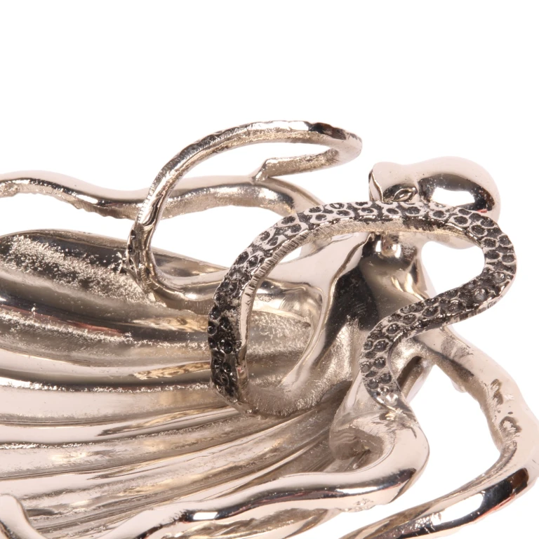 Sierschaal octopus en schelp - zilver - 14 cm