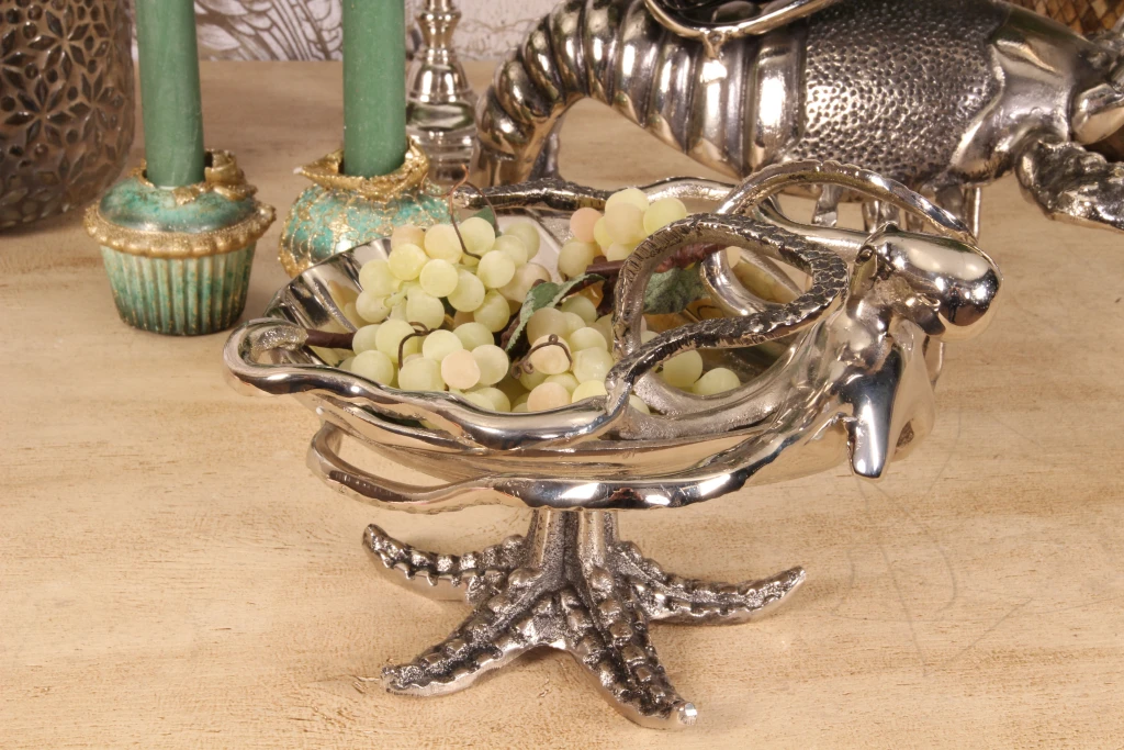 Sierschaal octopus en schelp - zilver - 14 cm