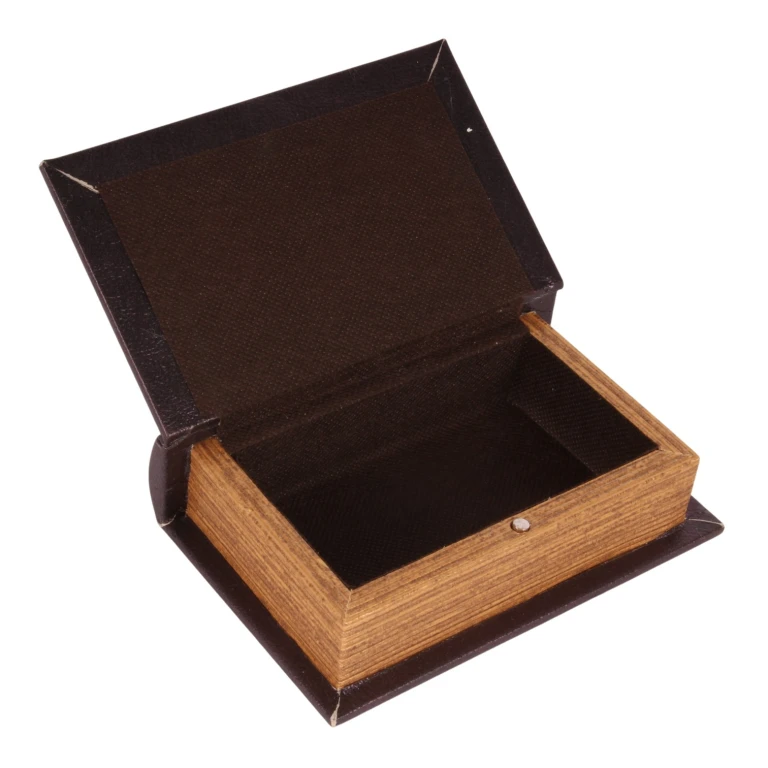 Opbergdoos boekvorm - 15 cm - zwart - kunstleer
