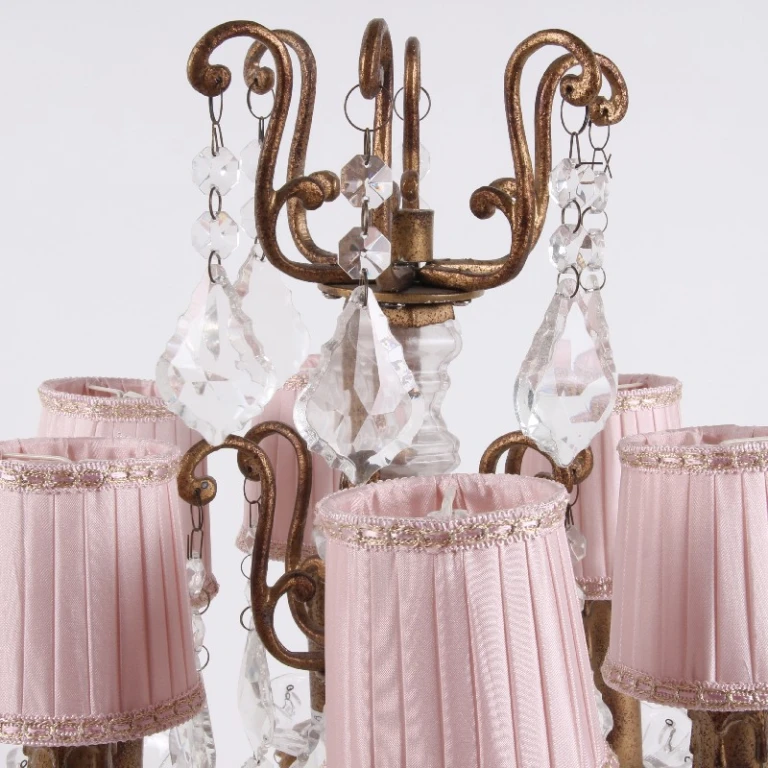 Lampenkap Victorian Clip-On Mini - 8 cm - roze - stof - 1 stuk
