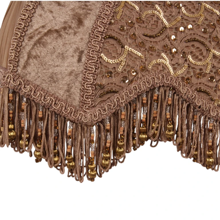 Lampenkap Victorian rechthoek - 40 cm - bruin - stof