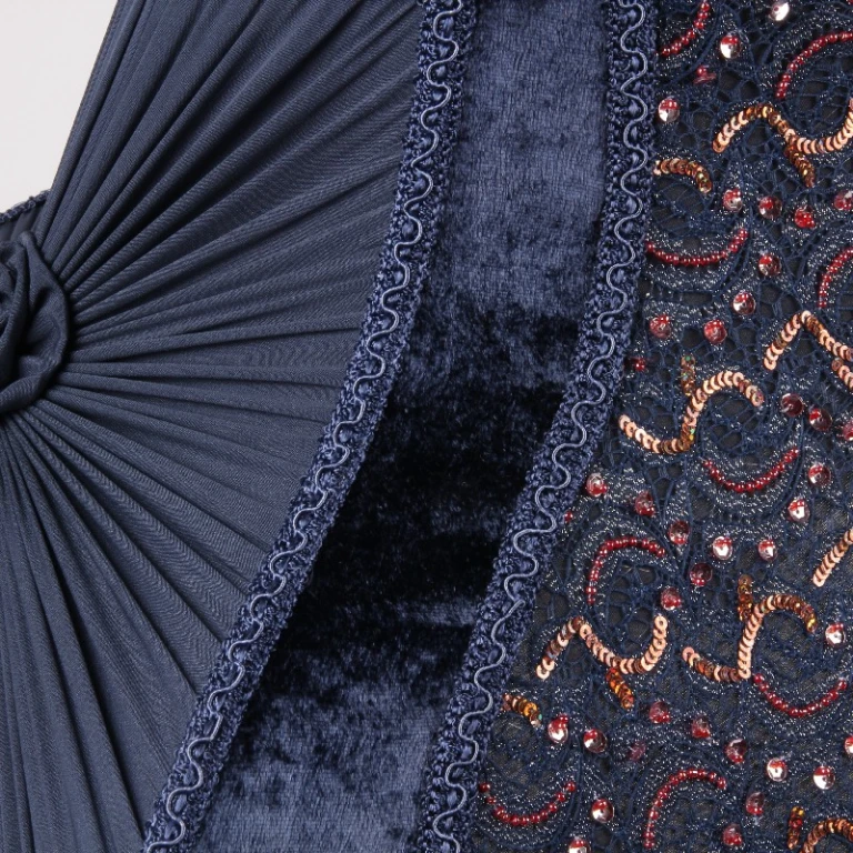 Lampenkap Victorian Rechthoek - 40 cm - Blauw - Stof