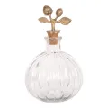 Decoratieve fles met stopper - 19 cm - geel - messing en glas