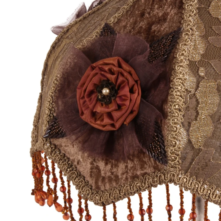 Lampenkap Victorian Dome Scallop - 33 cm - bruin - stof
