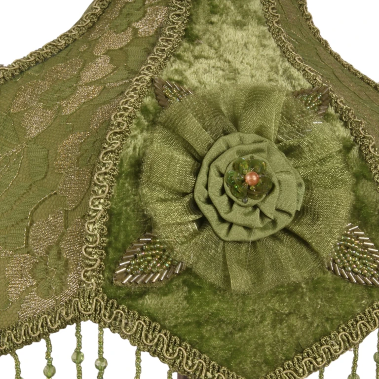 Lampenkap Victorian Dome Scallop - 33 cm - groen - stof