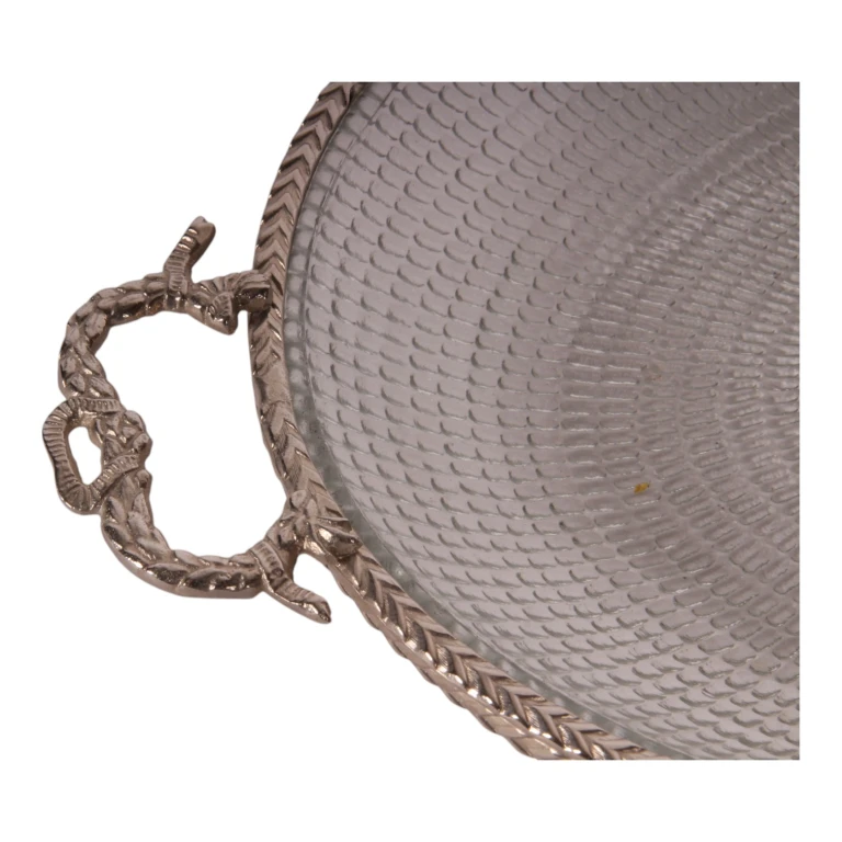 Dienblad messing en glas - goud - 39 cm