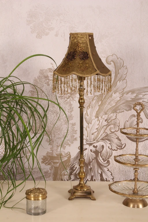 Lampenkap Victorian - 26 cm - goud - stof